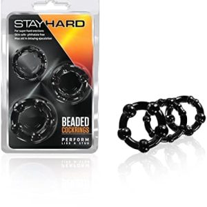 Anillos Beaded STAY HARD de blush (3 Pack) Negro