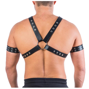 Arnés Crossing Dominant de Cuero con Brazaletes