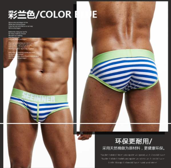 Brief Rayas Blanco/Azul SEEINNER Verde - Image 6