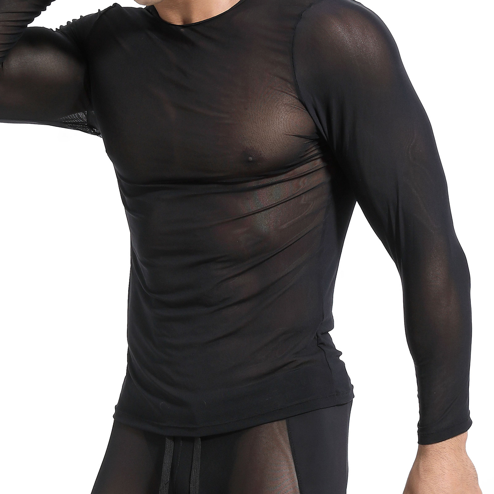 Camiseta Long Sleeve Mesh MENSSEXI Negra - Image 3
