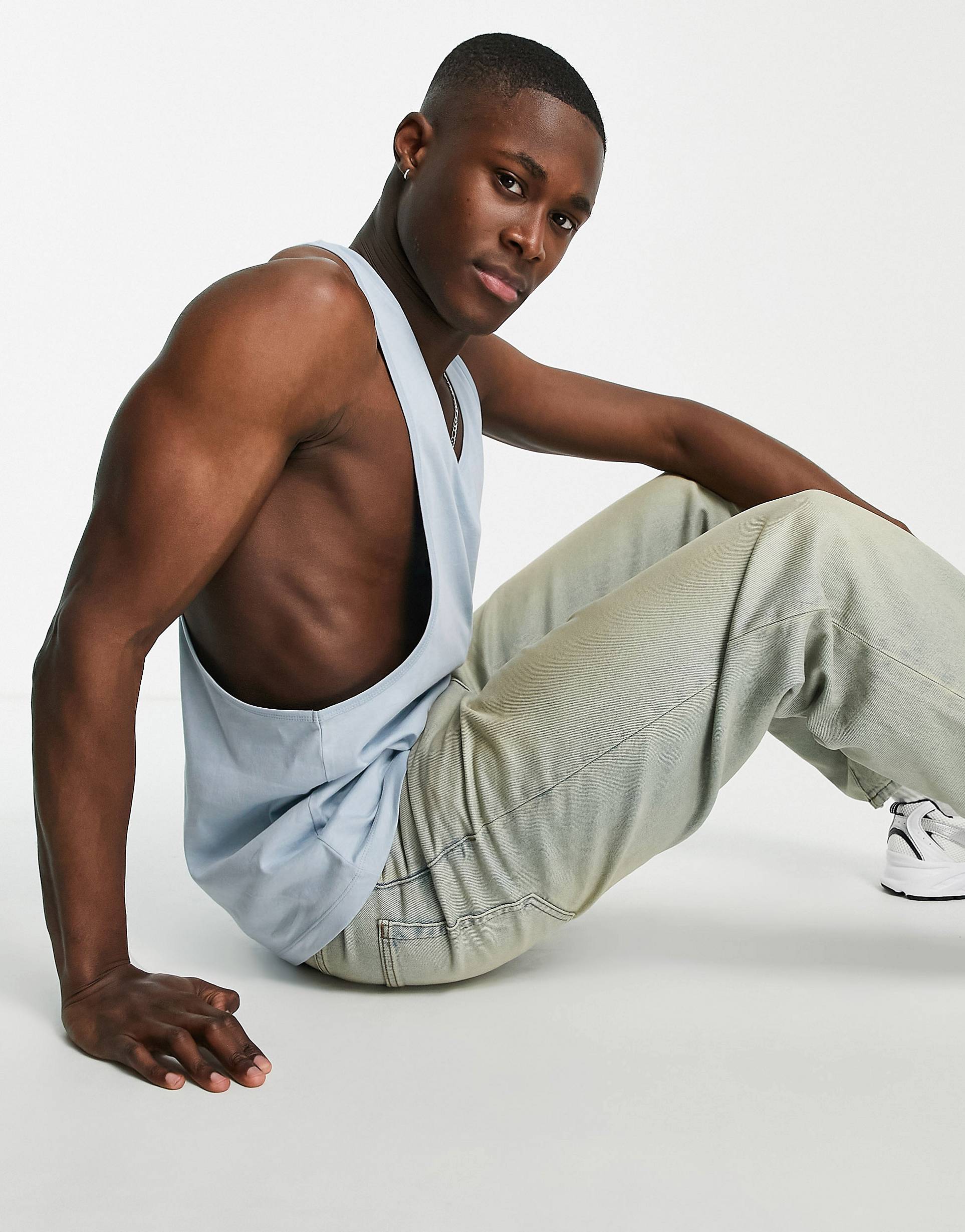 Camiseta BVD ASOS Vest with Extreme (Racerback) Azul Fog - Image 2