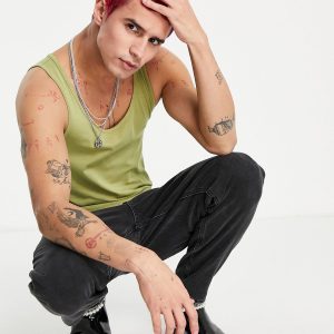 Camiseta BVD ASOS Organic Muscle Fit Vest Verde Khaki