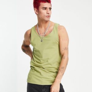 Camiseta BVD ASOS Organic Muscle Fit Vest Verde Khaki
