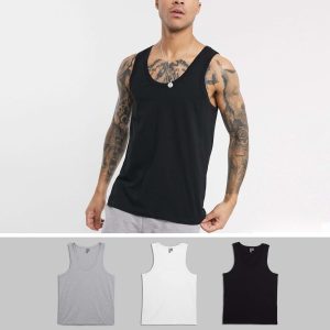 Camisetas BVD Clásica Cotton Blend ASOS (Blanco - Negro - Gris)