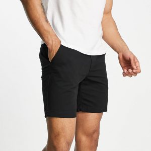 Shorts Slim Fit Chino de NEW LOOK Negro