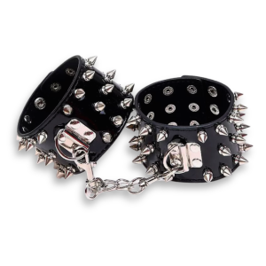 Esposas Tipo Brazaletes Punk de Cuero y Remaches Metálicos