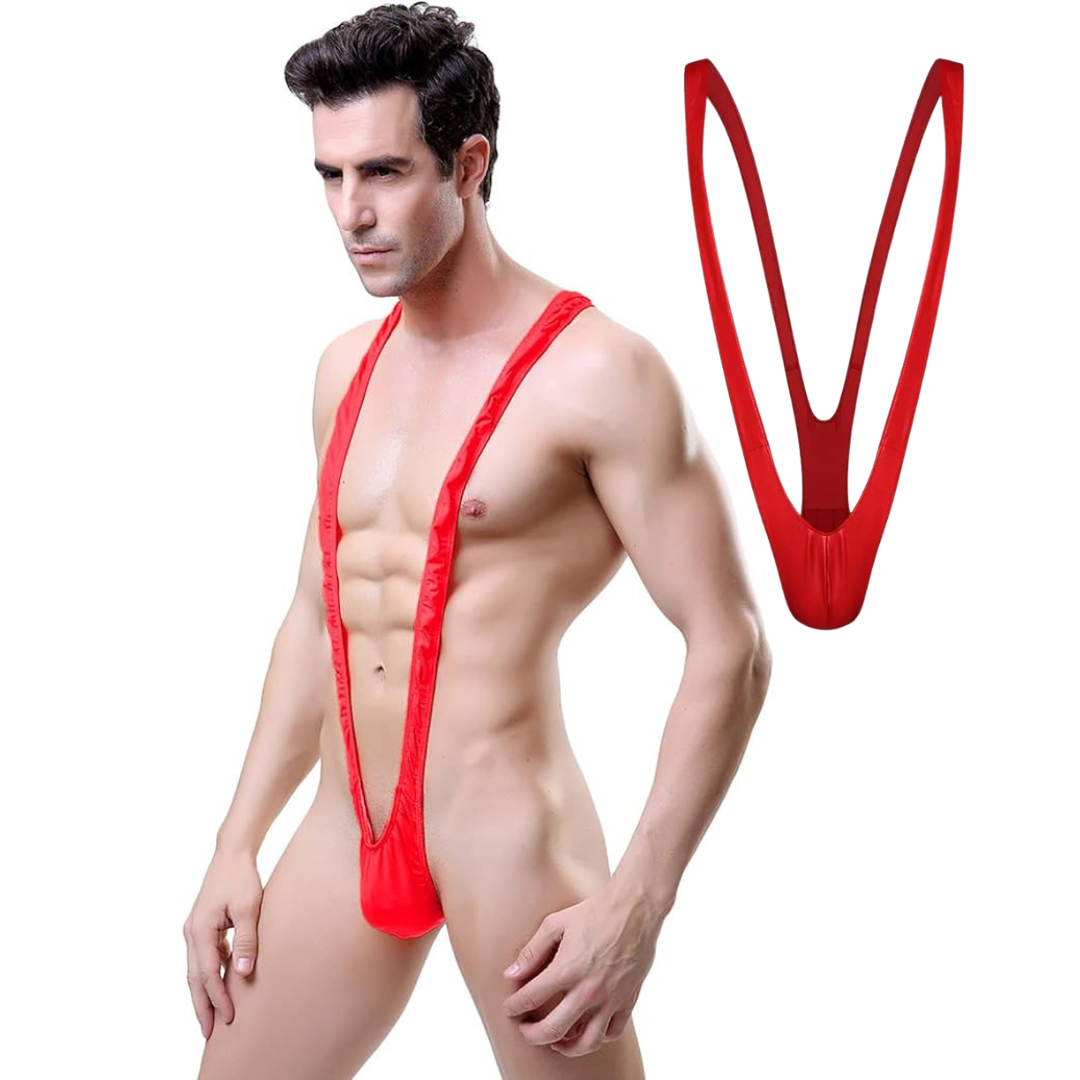 Tanga Borat Mankini BLACK UNICORN Cuerina Rojo