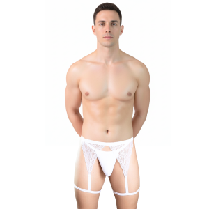 Hilo Sissy con Liguero de Encajes Color Blanco