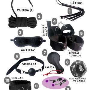 Kit de Iniciación BDSM de 11 Piezas – Pasión y Dominación