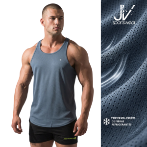Tank Top Dri-Fit JED NORTH Gris– Camiseta BVD Deportiva para Gimnasio y Bodybuilding