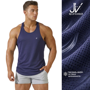 Tank Top Dri-Fit JED NORTH Navy– Camiseta BVD Deportiva para Gimnasio y Bodybuilding